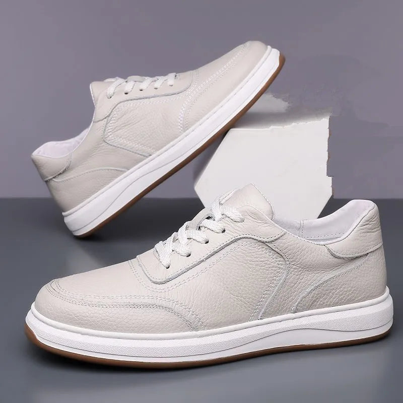 2026 New Men's Leather Shoes Casual Spring Autumn Fashionable Genuine Cowhide Slip-On Breathable Comfortable Anti-Slip Shoes