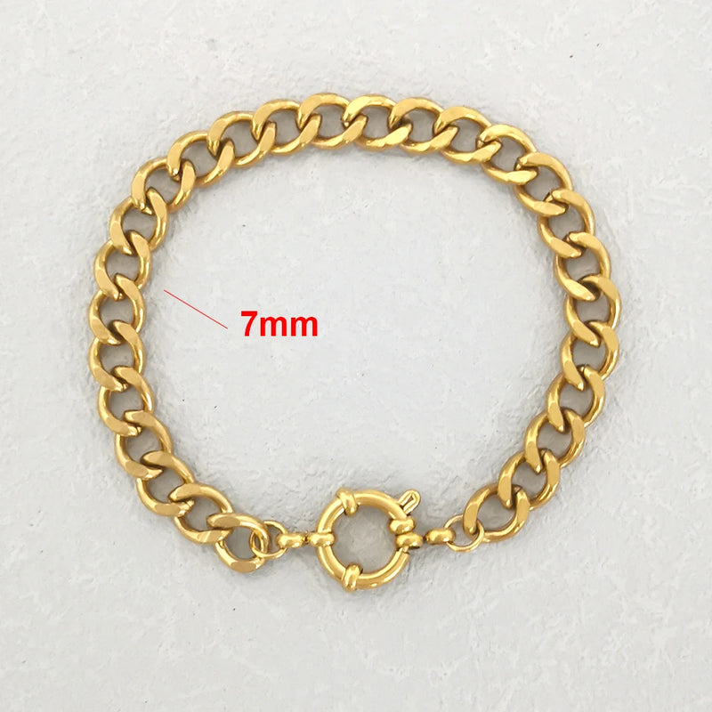 QMHJE Stainless Steel Bracelet Women Men Anchor Clasp Beads Chain Sailor Wheel Geometric Link Basic DIY - Visuel 11 | SAMAG
