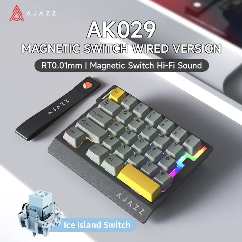 AJAZZ AK029 Wired One-Handed Gaming Keyboard HE Magnetic Switch 29 Key RGB 8000Hz Mini Mechanical Keyboard for E-sports PC Gamer