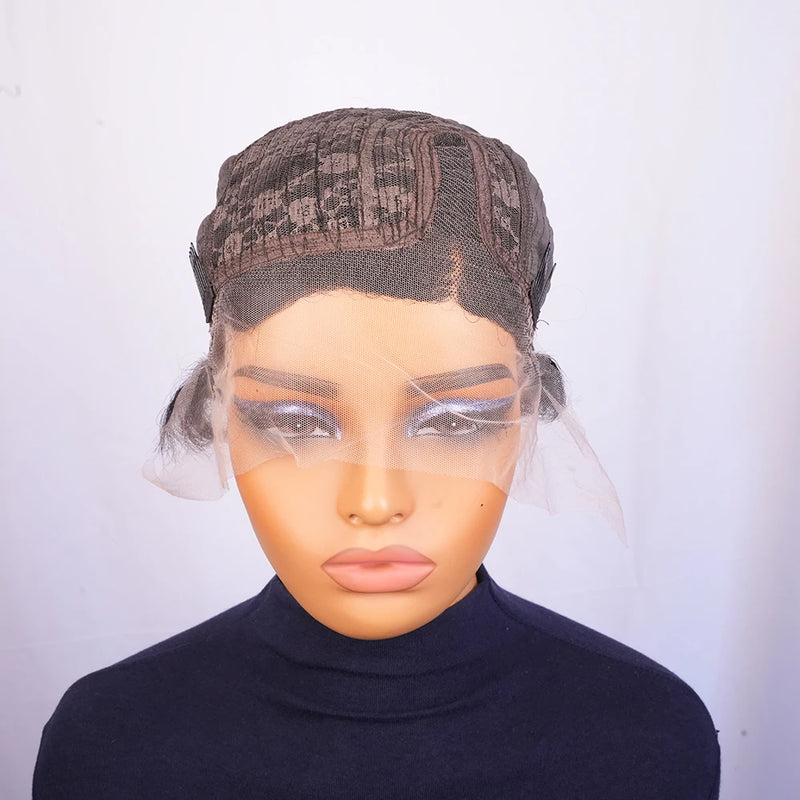 13x4 Transparent Lace Front Short Pixie Cut Wig Finger Waves Brazilian Human Hair Wigs with Pre Plucked Bangs Glueless for Women