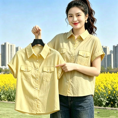 Slim Fit Short Sleeve Shirt for Women French Style | SAMAG