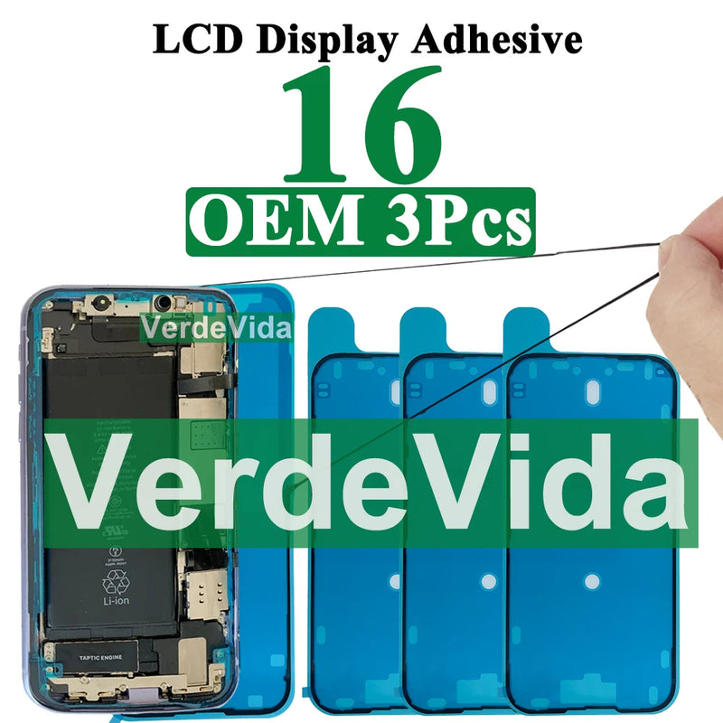 VerdeVida 3pcs OEM Screen Display Adhesive for iPhone 13 Pro Max 11 12 13 14 15 Plus XS X LCD Waterproof Glue Sticker Frame Seal