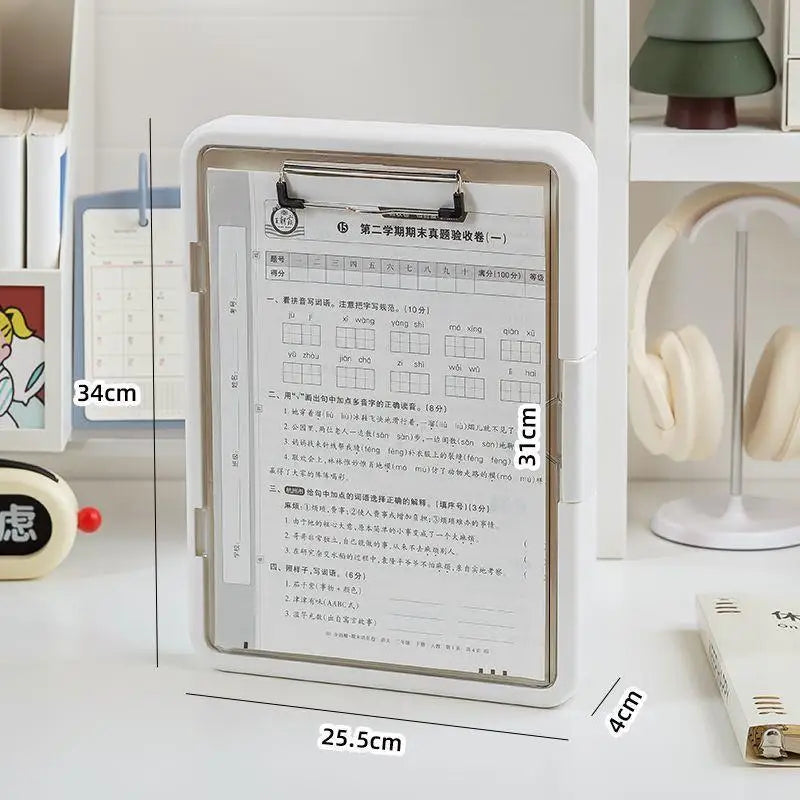 A4 Multifunctional Folder - Transparent Document Organizer Writing Pad for Students, Exam Paper Storage Binder Convenient