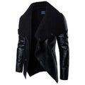 Autumn new men's locomotive leather jacket personality irregular punk leather jacket