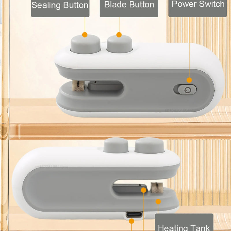 Mini Heat Bag Sealing Machine Plastic Bag Sealer Rechargeable Food Packing Bag Thermal Sealer Portable Plastic Bag Heat Sealer