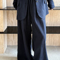 Autumn Hig-end Linen Material Blazer Jacket Sets Women 2025 Summer New Loose Wide Leg Casual Pant Ladies Clothing Office Lady