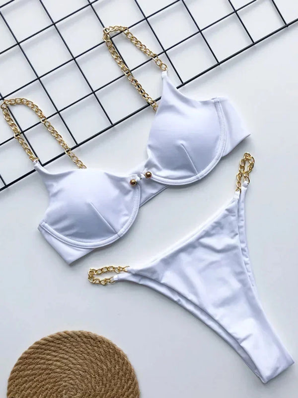 Sexy Metal Chains Underwired Bikini Women Swimsuit Female | SAMAG