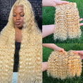 12A Human Hair 613 Blonde Bundles Deep Wave Unprocessed Brazilian Virgin Hair 1/3/4 Bundles Human Hair Extensions Quick Weave Human Hair