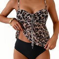 Women Solid Front Bow Chiffon Tankini Spaghetti Strap | SAMAG