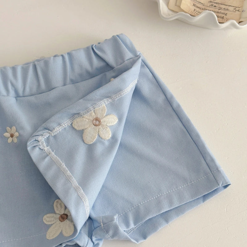 6M -3Y Baby Clothes Outfits Summer New Korean Style Short sleeve + Flower Embroidery Shorts Sets Toddler Costume Cute Girls Suit