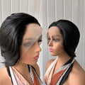 Short Bob Wig Brown Synthetic Lace Front Wigs For Women Pixie Cut Hair Bob Lace Wig Black Wig Sliver Grey Wig Cosplay Daily Life