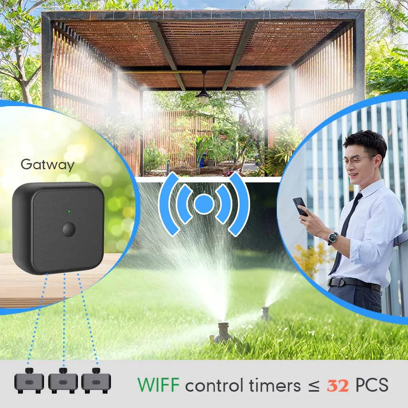Garden Smart Bluetooth APP Remote Control Timer Irrigation Set 1/4'' Hose Adjustable 8-hole Sprinkler Automatic Watering System