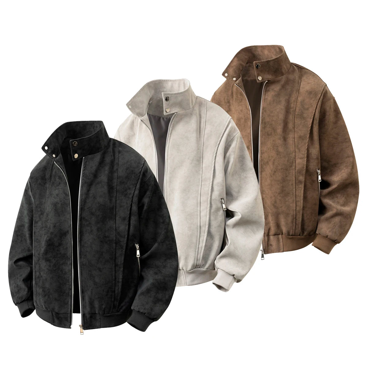 New Arrival PU Leather Jacket Stand-Up Collar Design Matte Finish Men's Style