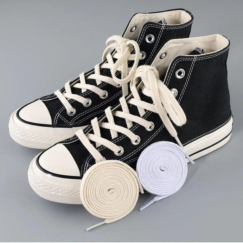 Classic Flat Shoelaces Quality Cotton Shoe Laces Durable Solid Shoelaces for Sneakers Canvas Shoes 100/120/140/160CM 1Pair/2Pair