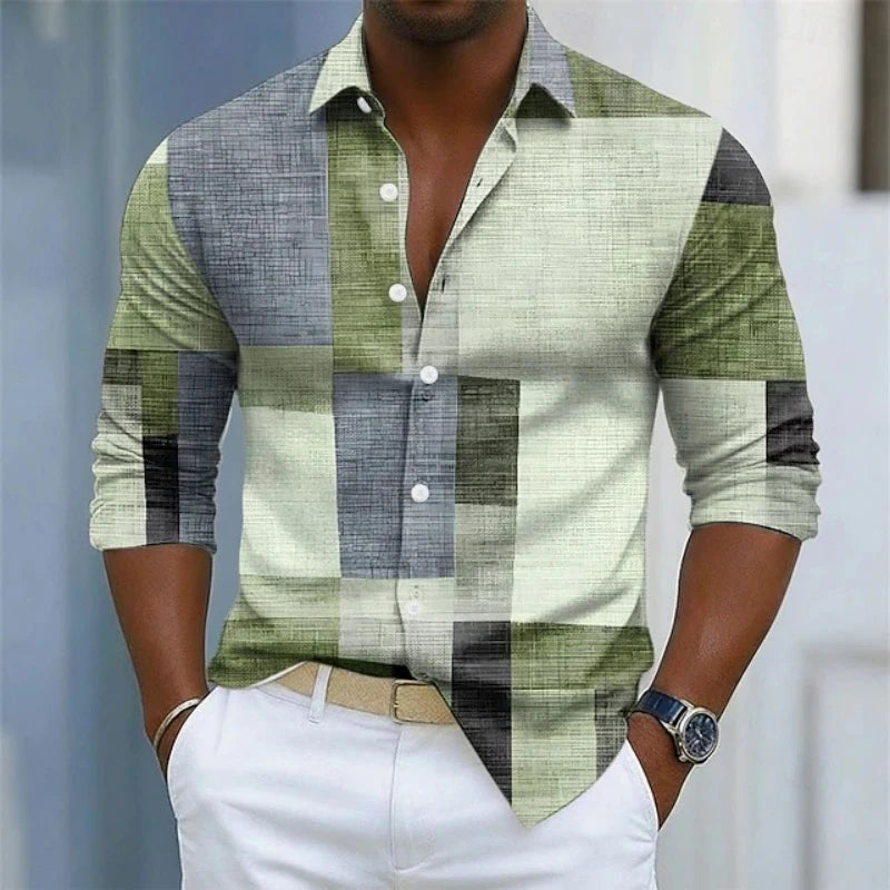 Men's short sleeved shirt, casual multi-color block | SAMAG