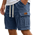 Men Solid Drawstring Multi Pocket Cargo Shorts Soft | SAMAG