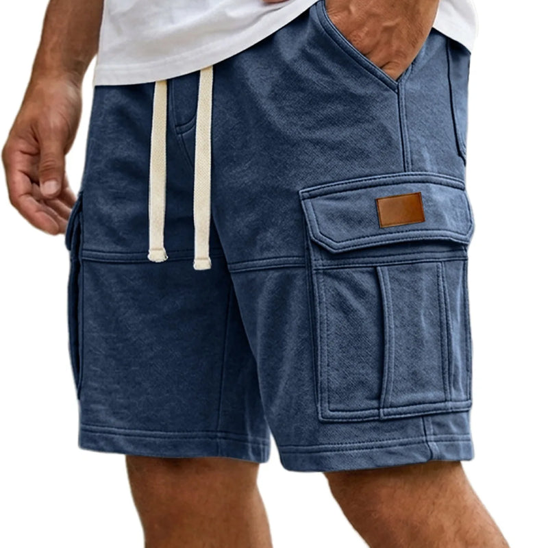 Men Solid Drawstring Multi Pocket Cargo Shorts Soft | SAMAG