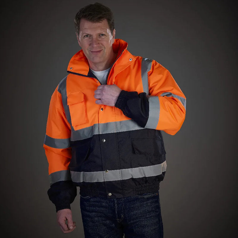 High Visibility Reflective Witnter Jacket Men Waterproof Thickened Safety Coat for Outdoor Work Hi Vis Workwear Bomber Jacket