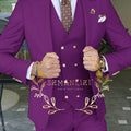 Beige Business Suits For Men Tuxedos Gold Buttons Groom Groomsman Prom Wedding Party Formal 3 Pieces Sets - View 6 | SAMAG