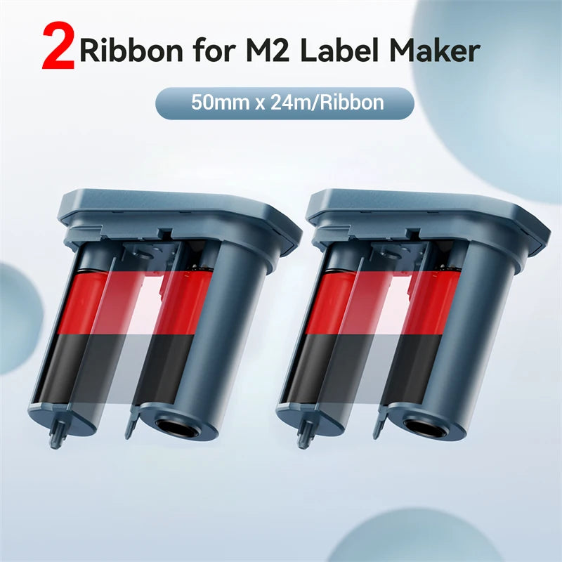 2Rolls Balck White or Color Ribbons of Niimbot M2 Thermal Transfer Label Printer Home Office 20-50mm Width Pint up to 24 Meters