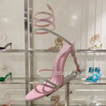 Glitter Crystal Decor High Thin Heels Sandals Women Shiny Snake Shaped Elastic Strap Design Sandalias Summer Party Dress Shoes
