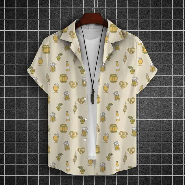 Hawaiian Shirt For Men 3d Beer Printed Short Sleeve Party | SAMAG