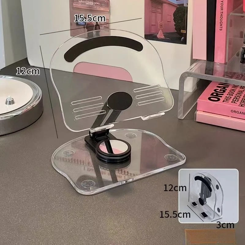 New Transparent Acrylic Tablet Stand, Foldable, Rotatable, Height-Adjustable, Multifunctional Desktop Non-Slip Tablet Support