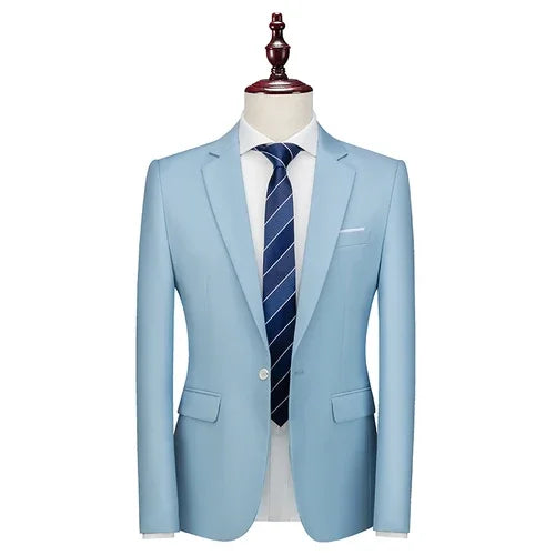 22 Color Men's Suit Jacket, Single Button V-neck Dress Coat Black Blue Red Slim Blazer Asian Size Terno Masculino, M-5XL 6XL