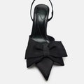 Spring 2026 Pointed Bow High Heels, Black Toe Sandals, Fashionable and Sexy Women's Shoes, Slim Heels
