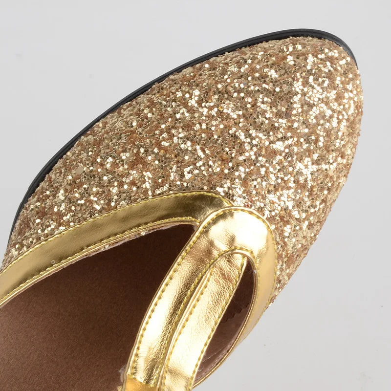 Dance Shoe High Heel Salsa Latin Tango Ballroom Soft Rubber Sole Outdoor Shoes for Dancing Sandals 4cm