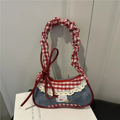 Sweet Lace Bow Prints Ladies Shoulder Bags Women's | SAMAG