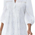 Women's Fashion Shirt Top White Lace Hollow Out V - Neck - View 3 | SAMAG
