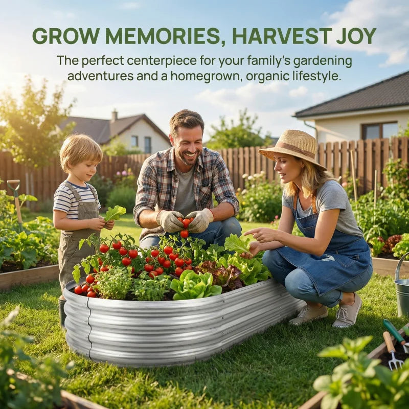 Elevated Garden Bed for Balcony Large Space Oval-Shaped Galvanized Rust-Proof Home Use 4x2FT One Pack