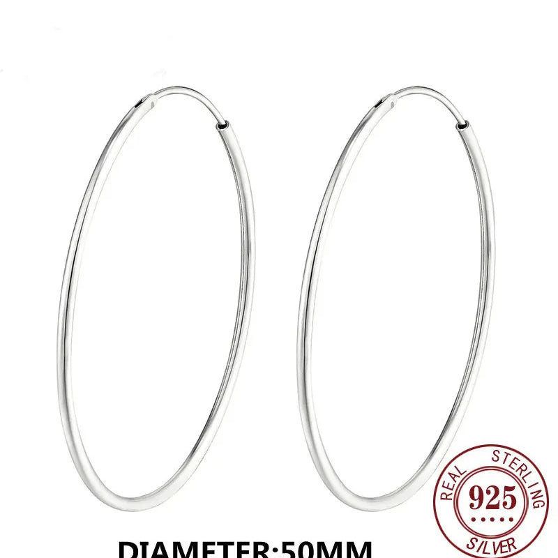 Senlissi - 18k Gold Plated Hoop Earrings For Women 925 Sterling Silver 2.0mm Fashion Rings Rose Cерьги - Visuel 15 | SAMAG