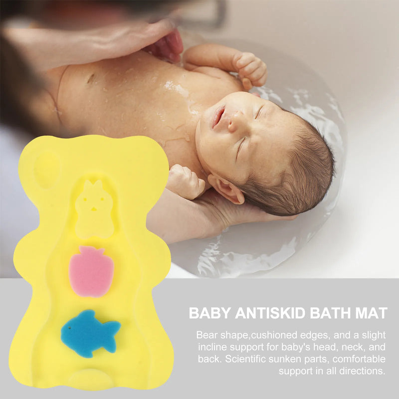 Baby Bath Sponge Infant Bath Cushion Slip Resistant Soft Non-Skid Skid Proof Bathing Mat Support Comfy Sponge Mat