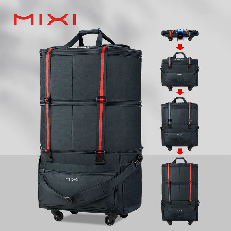 Mixi Expandable Large Capacity Foldable Travel Bag With Rolling Wheels Luggage Bag Duffel Bag M3015