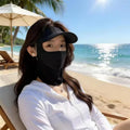 Sun Protection Integrated Face Mask Hat Ice Silk Breathable Full Face Cover UV Resistant Summer Outdoor Women Lightweight Daily