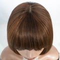 Put On And Go Easy Wear Human Hair Bob Lace Straight Wigs With Bangs Middle Part Bangs Wigs Brazilian Remy Hair Wigs Real Scalp