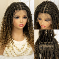 14 Inches Short Burgundy Box Braided Wigs Full Lace Synthetic Boho Braids Wig for Women Ombre Color Braided Wigs