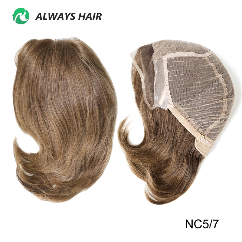 Alwayshair 100% European Virgin Hair Wig 6" 8"10" Injection Lace Lady Wig Silky Straight Short Human Hair French Lace Front Wigs