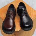 High Quality Men's large Round-toe Leather Shoes Lace-up Work Shoes With Thick Soles First-layer Cowhide Business Formal Shoes