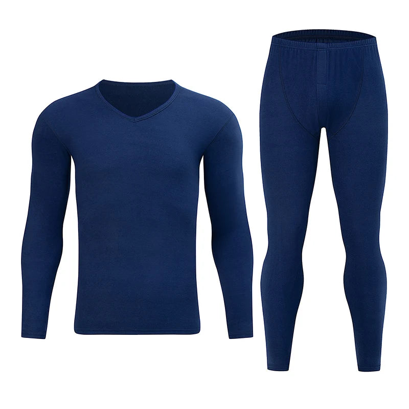 2-piece Men's Autumn/Winter V-neck Fashionable Casual Warm Suit Comfortable Sports And Fitness Long Sleeved Top Versatile Pants
