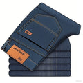 Men's fashion business jeans classic style casual elastic slim fit denim pants black blue - View 7 | SAMAG