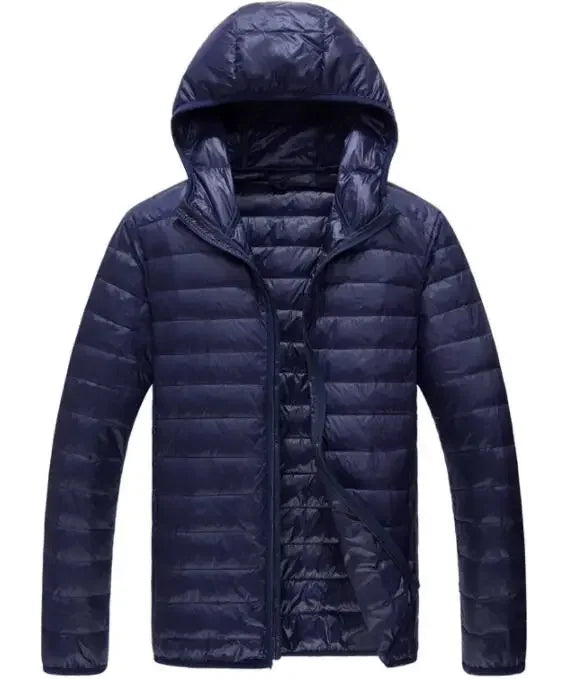 2026 Men Black Hooded Coat, Blue Zipper Control Winter Down Jacket, Green Lightweight Design Parkas Jaqueta, Asian Size M-5XL