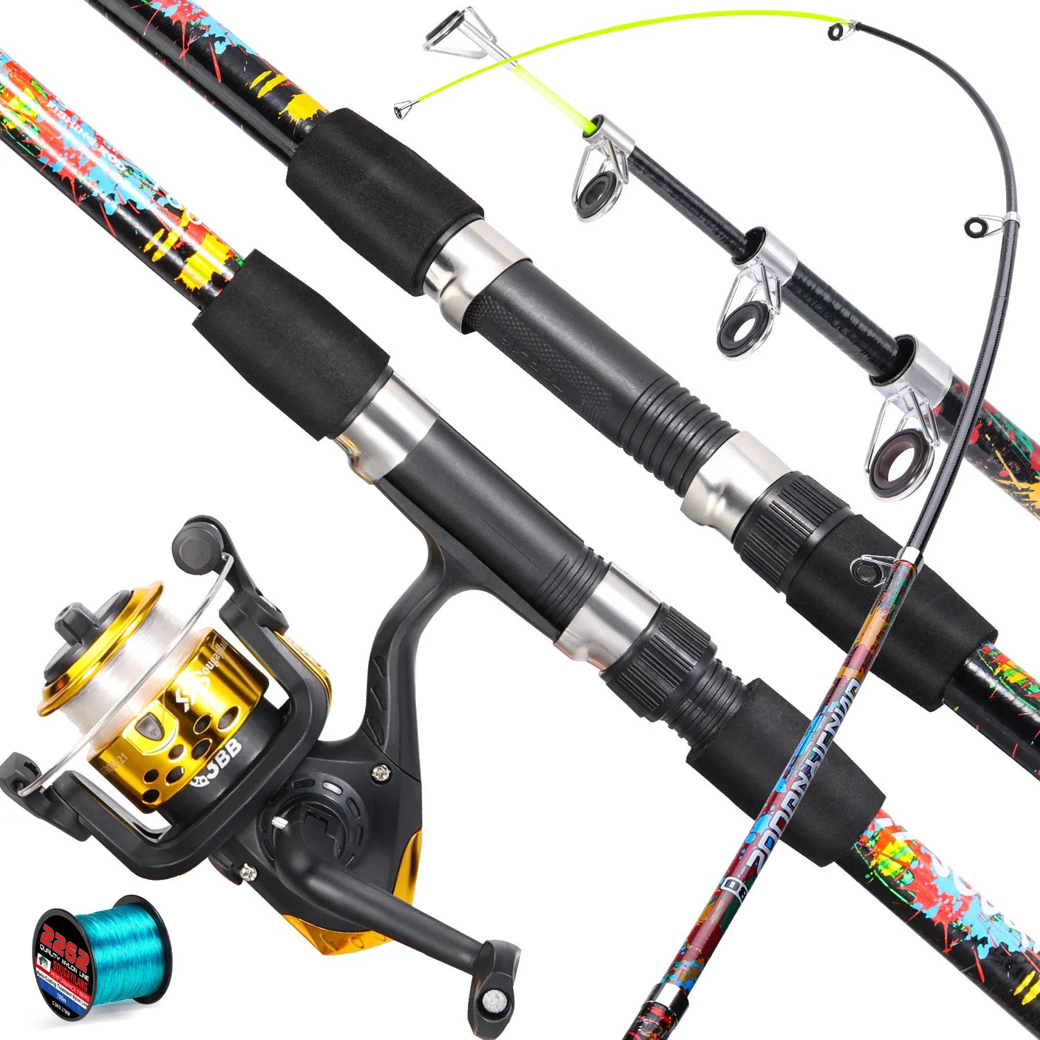 Sougayilang Telescopic Fishing Rod Reel Set 1.8m Fiberglass Spinning Rod and 5.2:1Gear Ratio Reel for Saltwater Freshwater Pesca