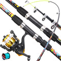 Sougayilang Telescopic Fishing Rod Reel Set 1.8m Fiberglass Spinning Rod and 5.2:1Gear Ratio Reel for Saltwater Freshwater Pesca