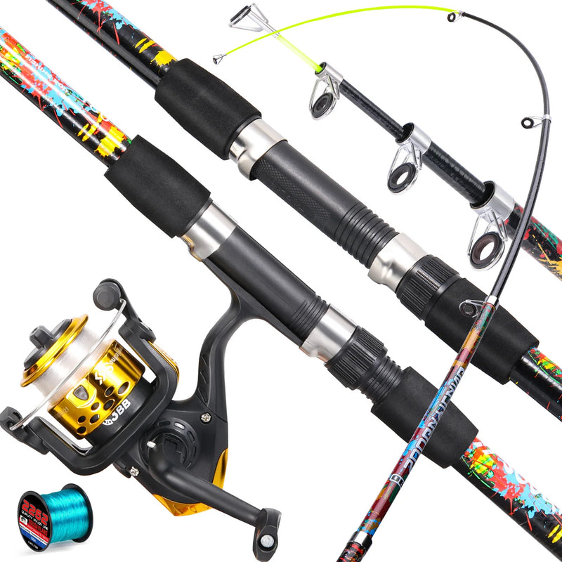 Sougayilang Telescopic Fishing Rod Reel Set 1.8m Fiberglass Spinning Rod and 5.2:1Gear Ratio Reel for Saltwater Freshwater Pesca