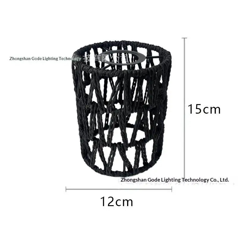 Garden Decor with Handcrafted Boho Woven Paper Rope Rattan Lampshade