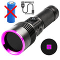 High Power Black Mirror Purple Light Detection Torch Powerful 365NM UV Flashlight Type-C USB Rechargeable LED Ultraviolet Lamp