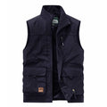 FGKKS Men's Leisure Vest Solid Color Tooling Style Waistcoat Thin Fishing Hiking Multi-Pocket Casual Loose Vest for Men